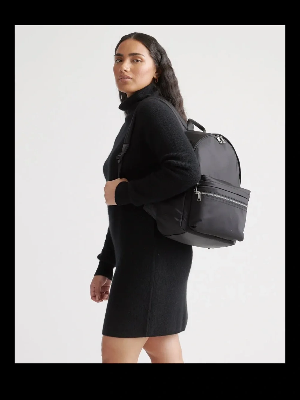 Quince Revive Unisex Black Nylon Daypack Backpack . Size OS